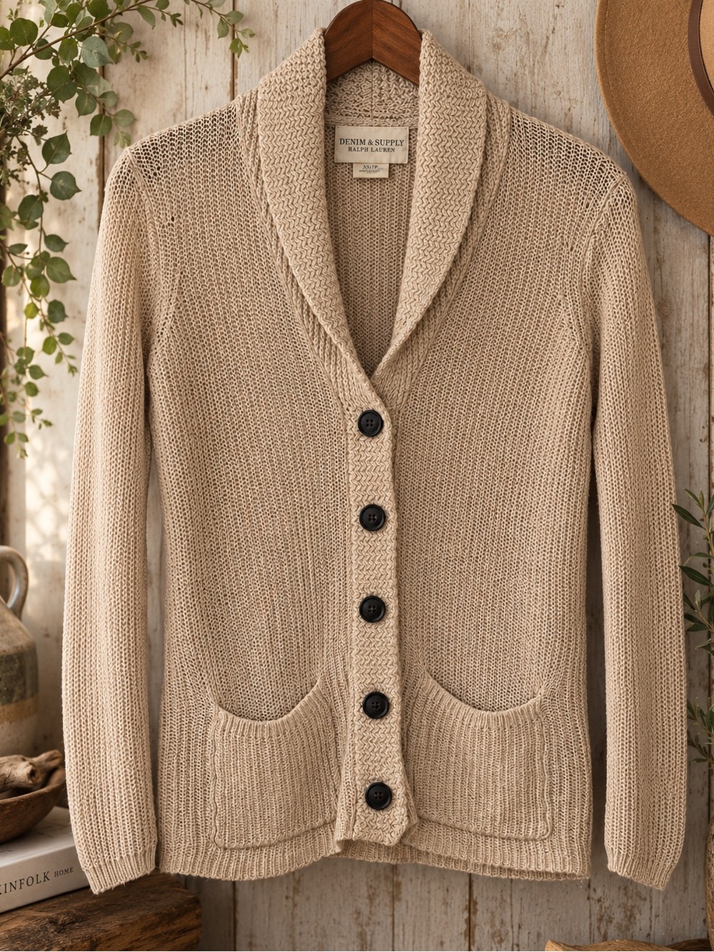 Denim & Supply Ralph Lauren Oatmeal Shawl Collar Knit Cardigan XS